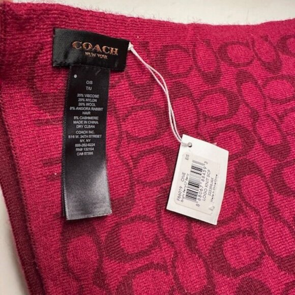 NWT Coach Wool Signature C Scarf Red - Picture 4 of 6